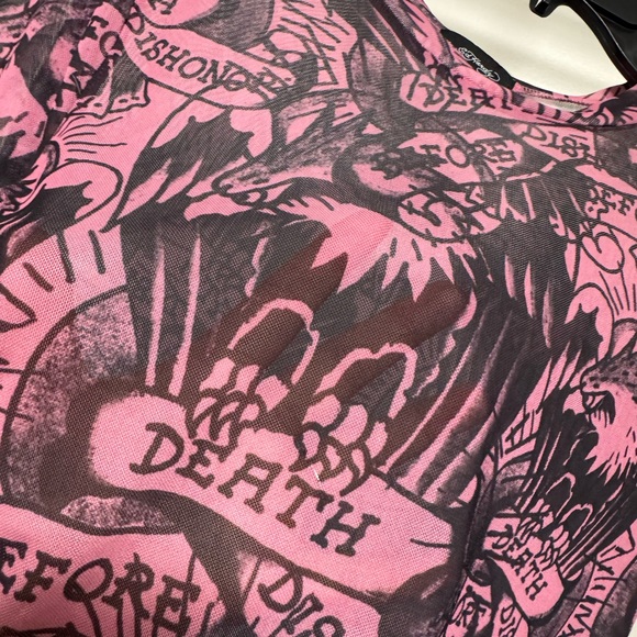 Ed Hardy Pink and Black Graphic Crop Top - Picture 4 of 4